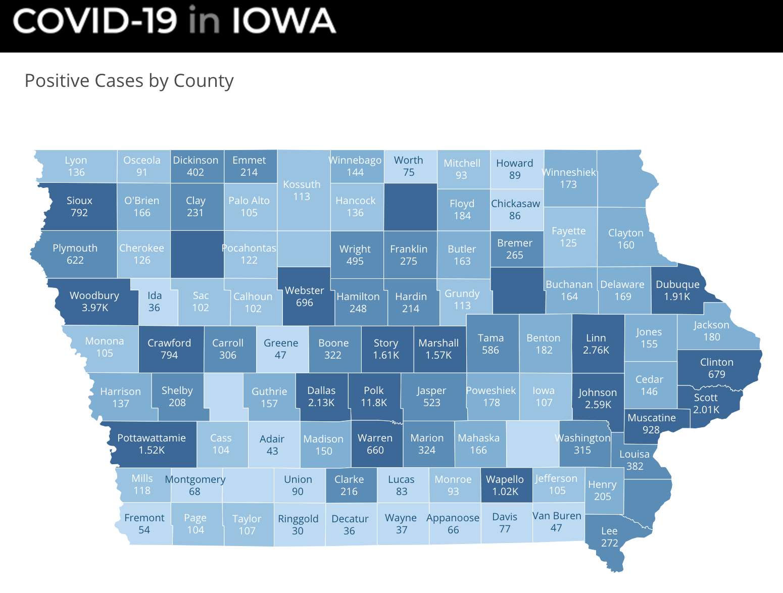 Coronavirus Cases Per County Aug. 24, 2020